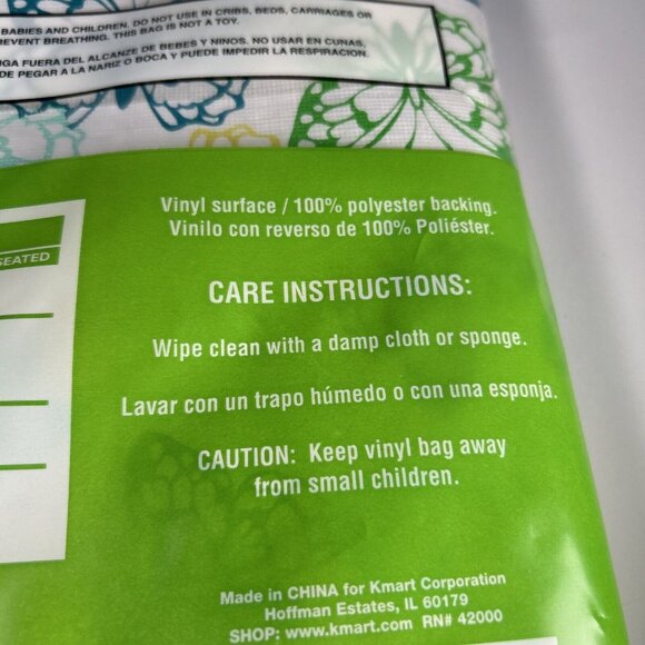 Celebrate Spring Vinyl Tablecloth 52x70 Oval POLY BACK Kmart With butterfly NEW - Picture 5 of 6